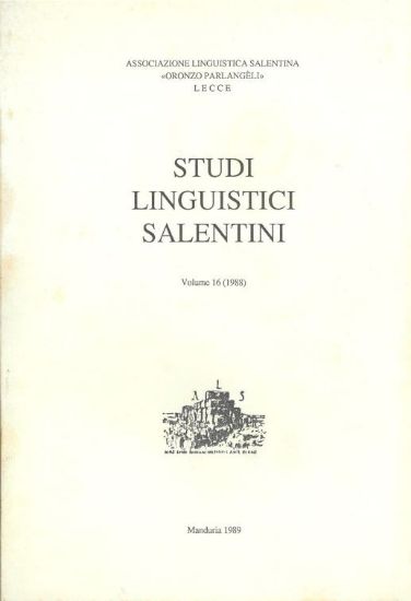 Immagine di STUDI LINGUISTICI SALENTINI VOL. 16
