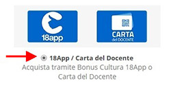 Modalità di pagamento 18App / Carta del Docente